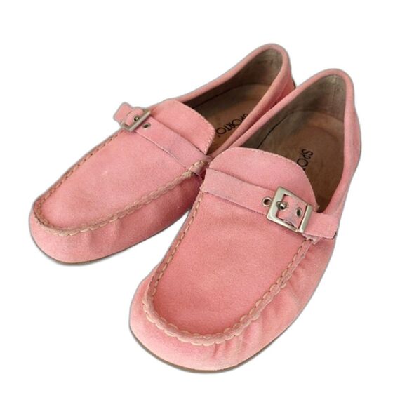 Sporto Shoes - VTG 60s 70s 80s Sporto Pink Suede Buckle Loafers Sz 7.5